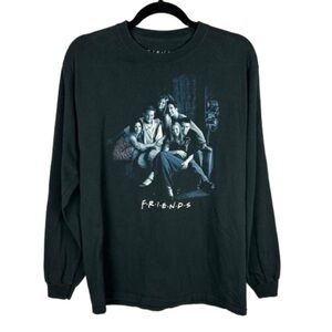 Friends TV Show Graphic Tee Cotton Long Sleeve Black Medium